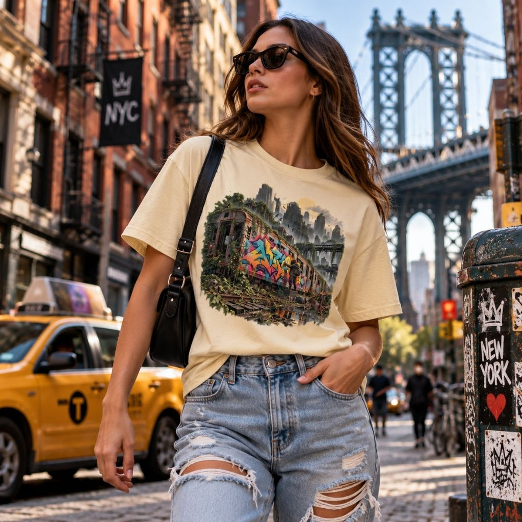 The Last Train — Post-Apocalyptic Graffiti Unisex Seamless Cotton T-Shirt - Shirt Habit