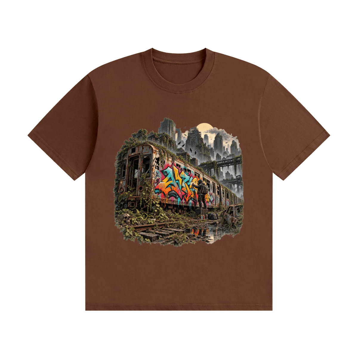 The Last Train — Post-Apocalyptic Graffiti Unisex Seamless Cotton T-Shirt - Shirt Habit