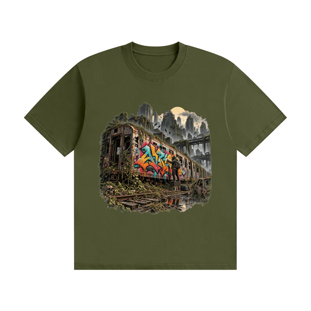 The Last Train — Post-Apocalyptic Graffiti Unisex Seamless Cotton T-Shirt - Shirt Habit