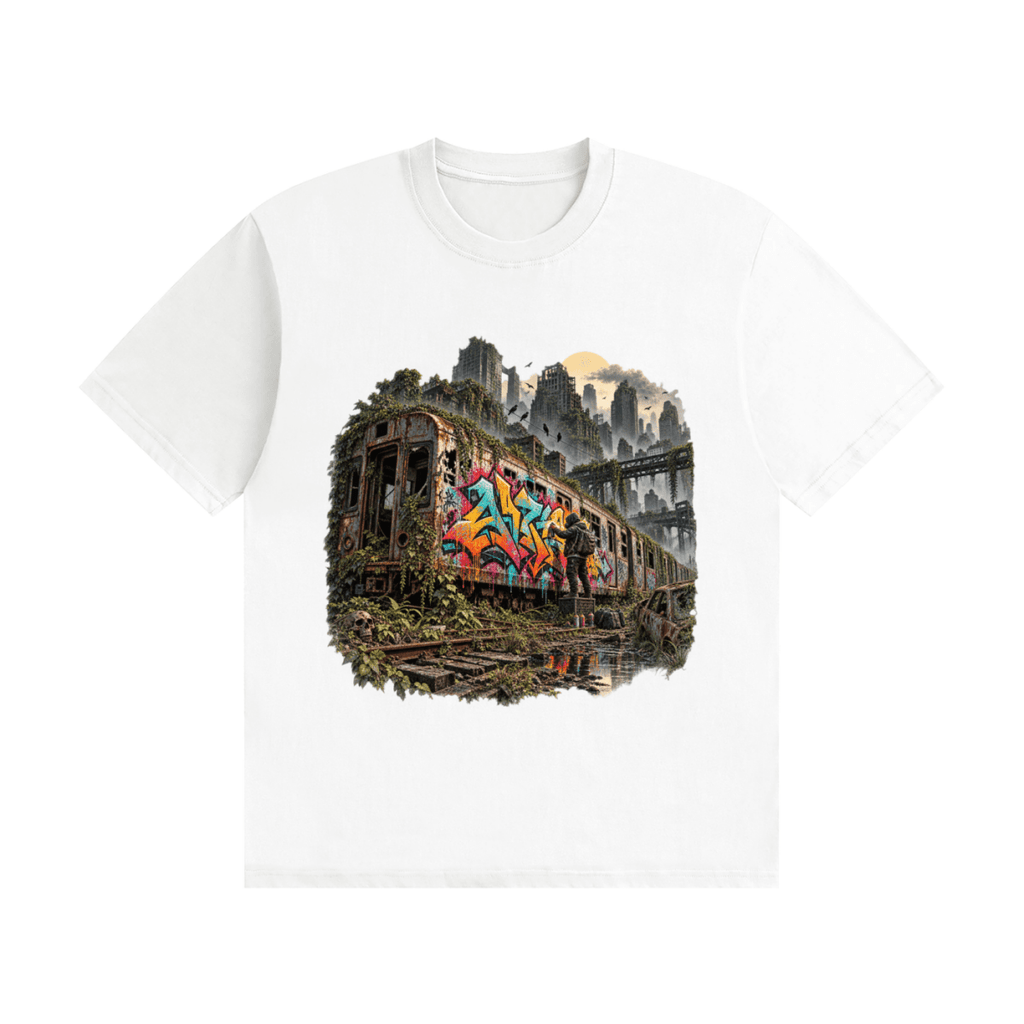 The Last Train — Post-Apocalyptic Graffiti Unisex Seamless Cotton T-Shirt - Shirt Habit