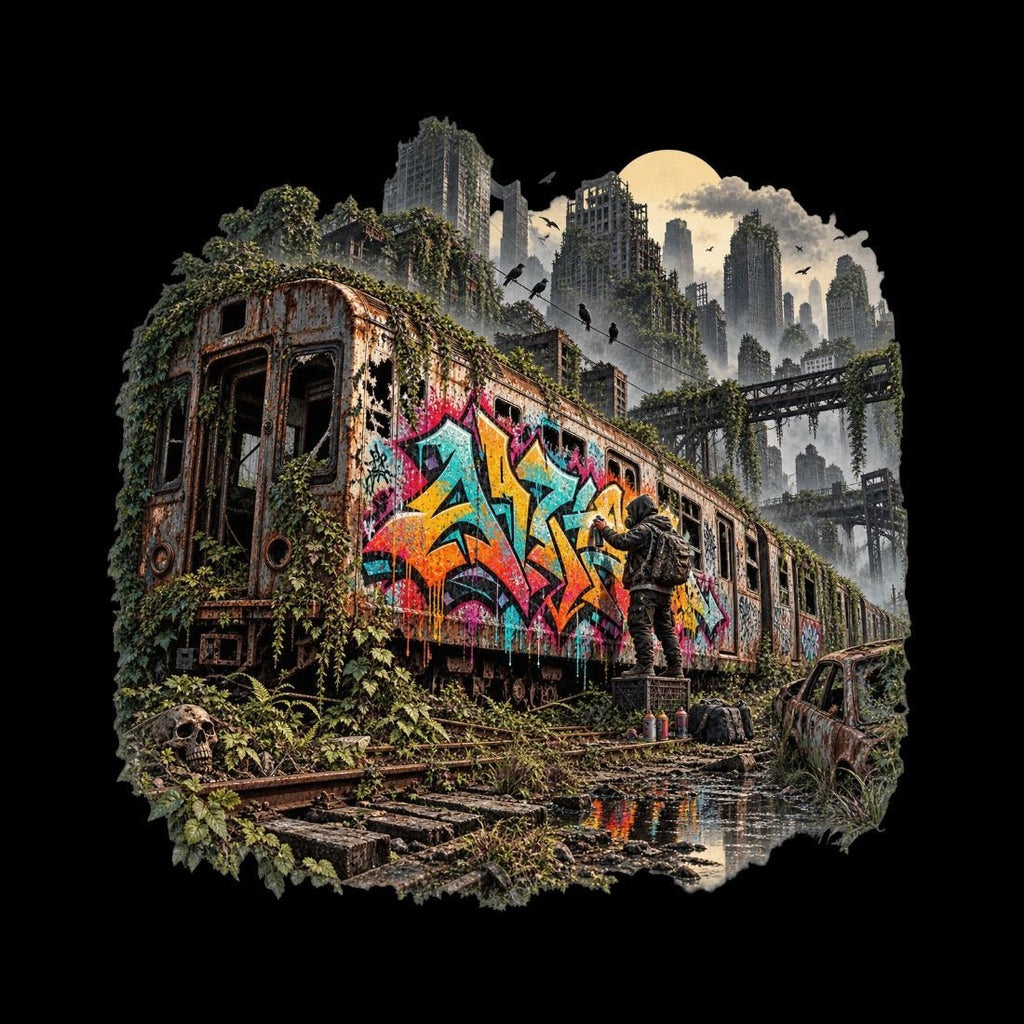 The Last Train — Post-Apocalyptic Graffiti Unisex Seamless Cotton T-Shirt - Shirt Habit