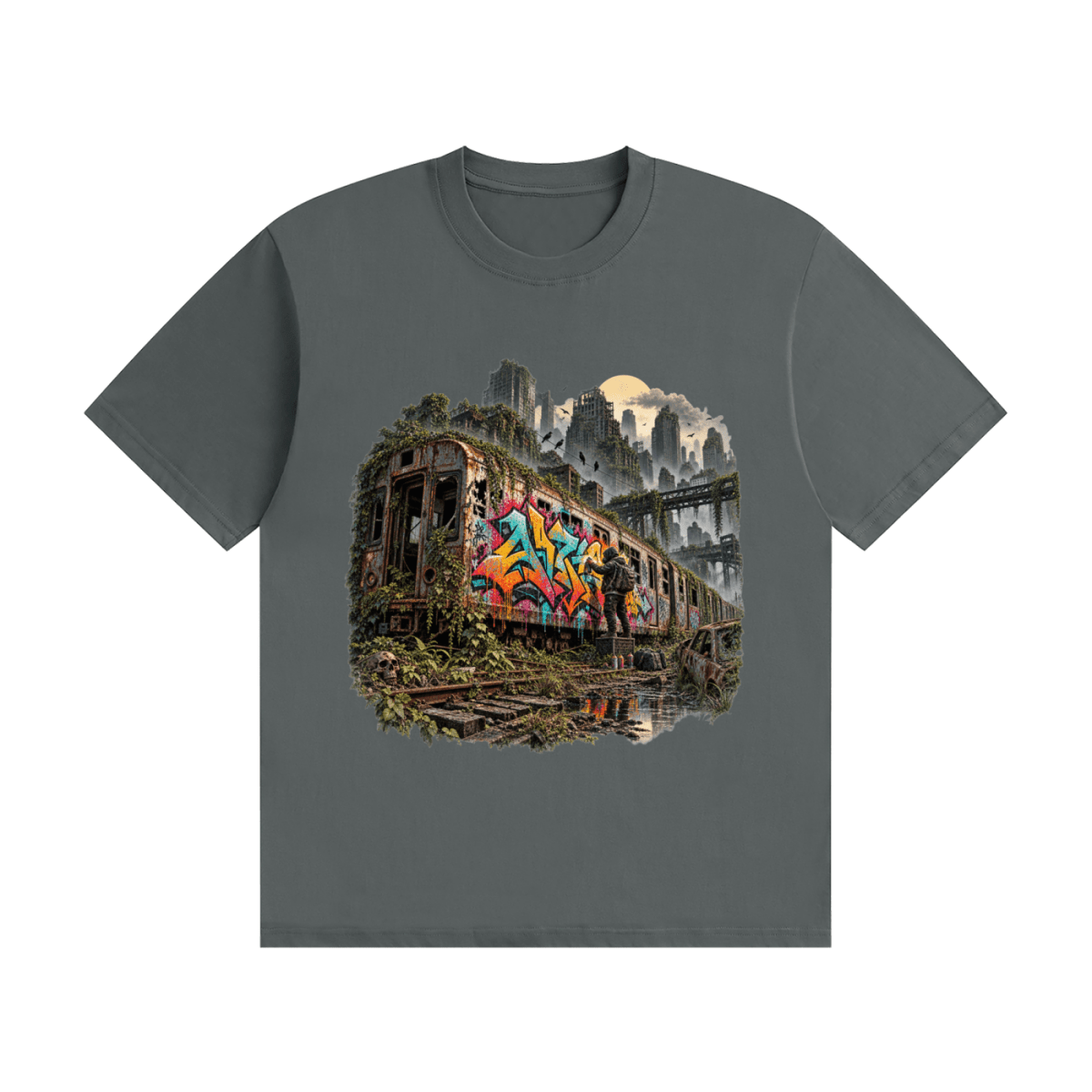The Last Train — Post-Apocalyptic Graffiti Unisex Seamless Cotton T-Shirt - Shirt Habit