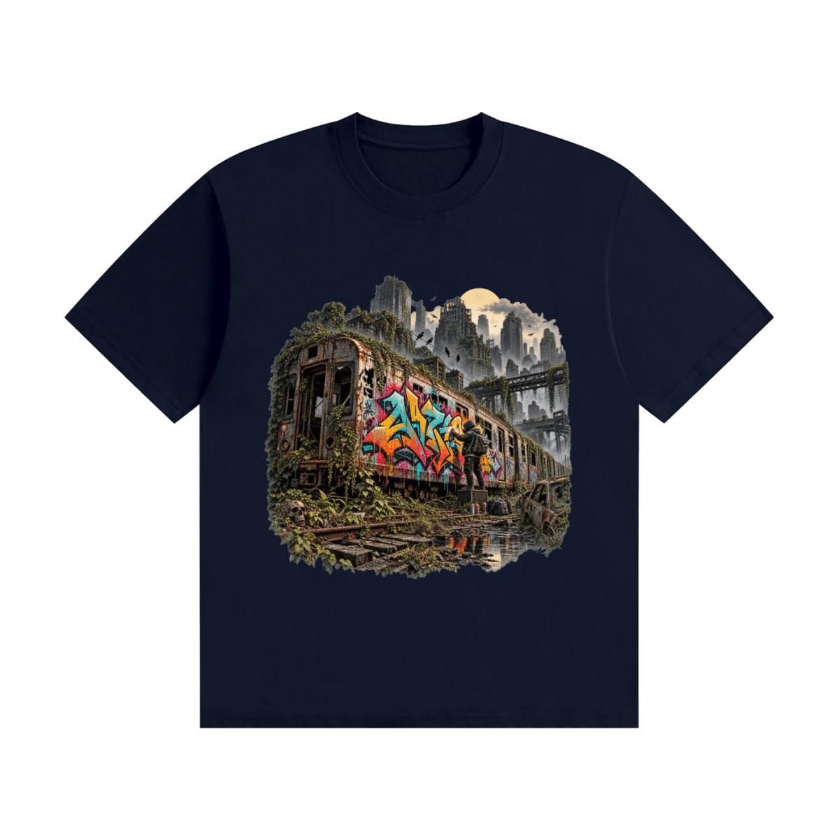 The Last Train — Post-Apocalyptic Graffiti Unisex Seamless Cotton T-Shirt - Shirt Habit