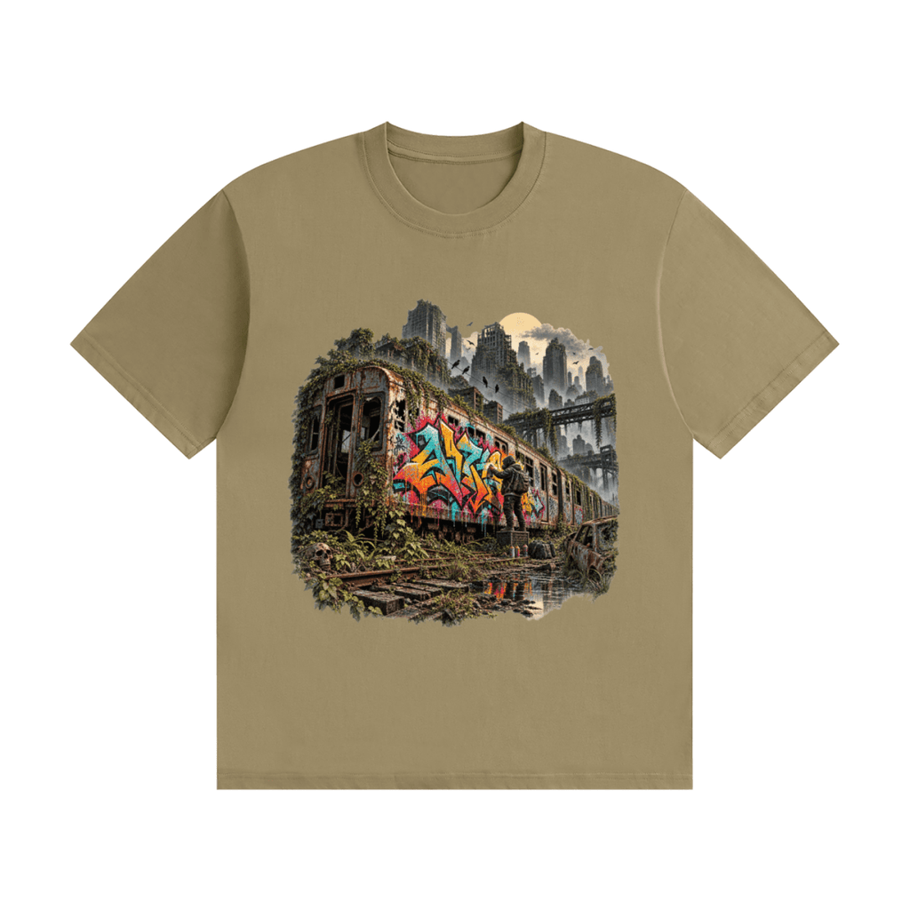 The Last Train — Post-Apocalyptic Graffiti Unisex Seamless Cotton T-Shirt - Shirt Habit