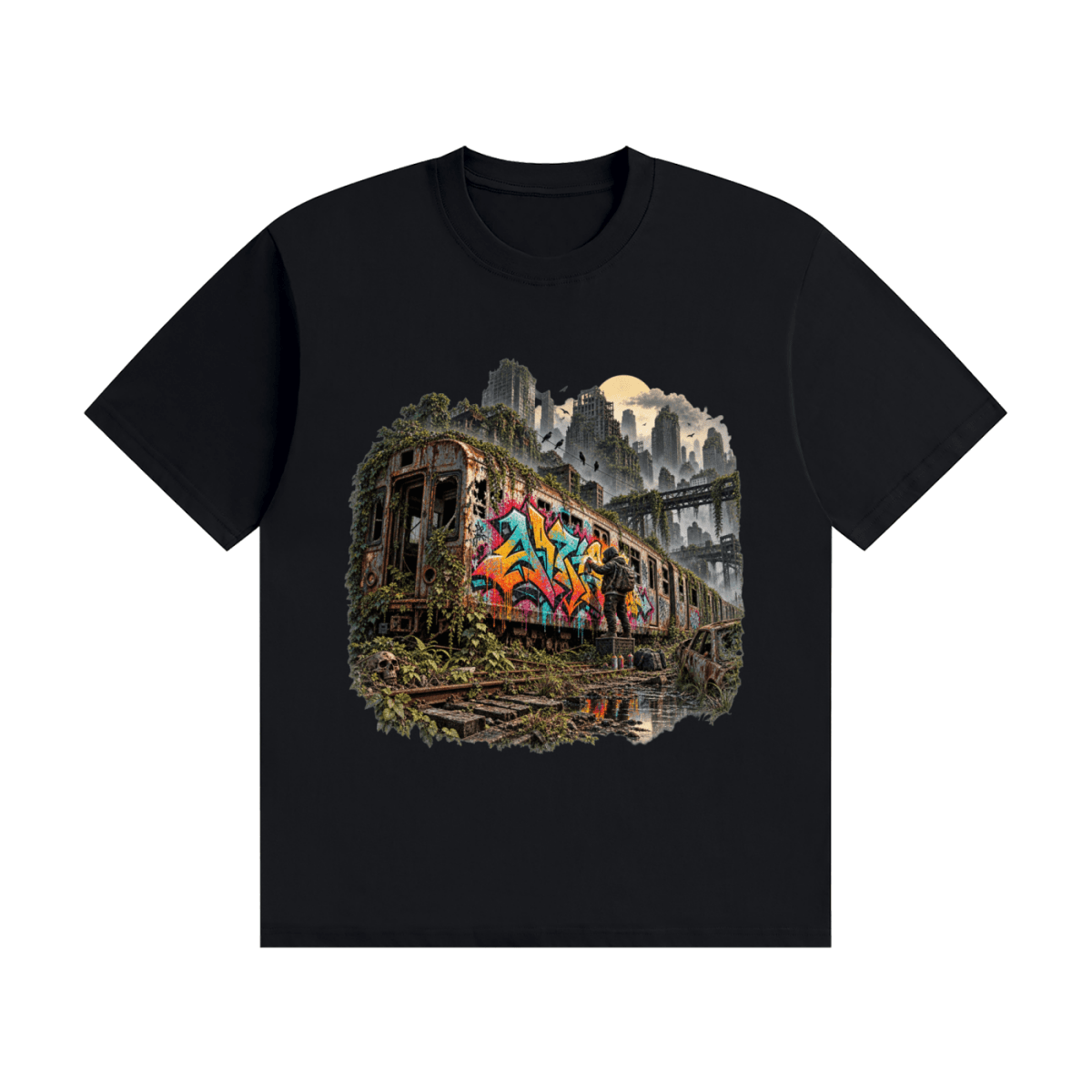 The Last Train — Post-Apocalyptic Graffiti Unisex Seamless Cotton T-Shirt - Shirt Habit