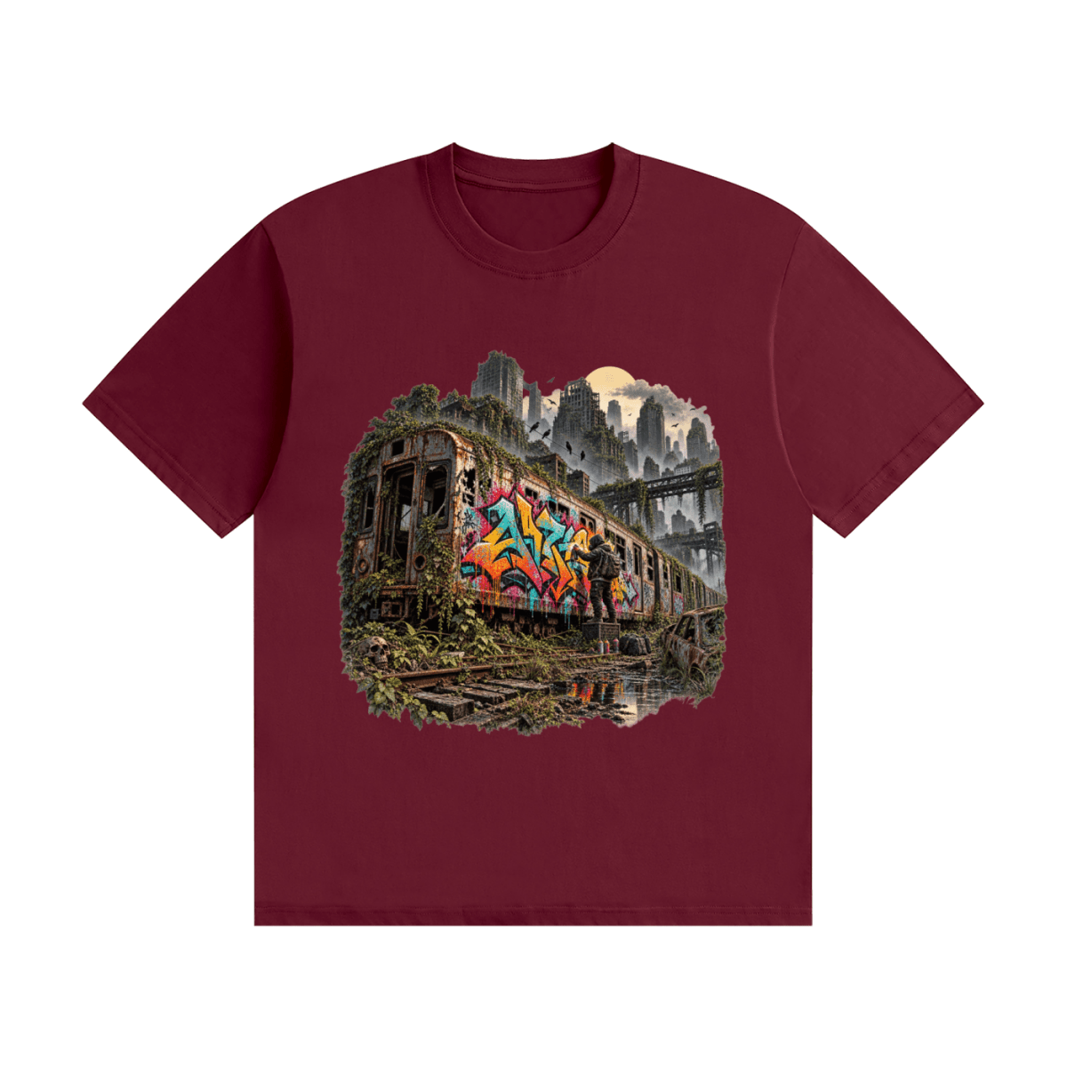 The Last Train — Post-Apocalyptic Graffiti Unisex Seamless Cotton T-Shirt - Shirt Habit