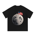 The Moon Is Ours Astronaut and American Flag Essential Cotton T-Shirt - Shirt Habit