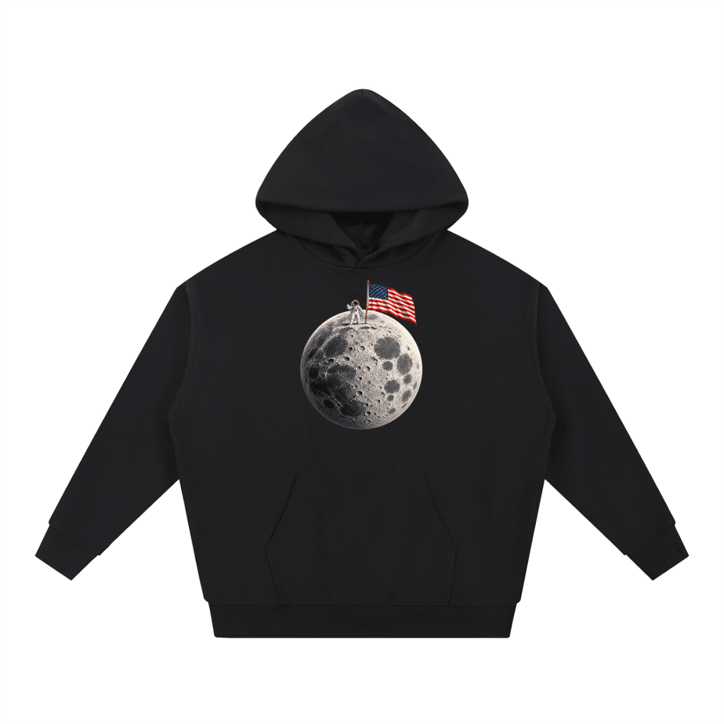 The Moon Is Ours Astronaut and American Flag Essential Heavyweight Hoodie - Shirt Habit