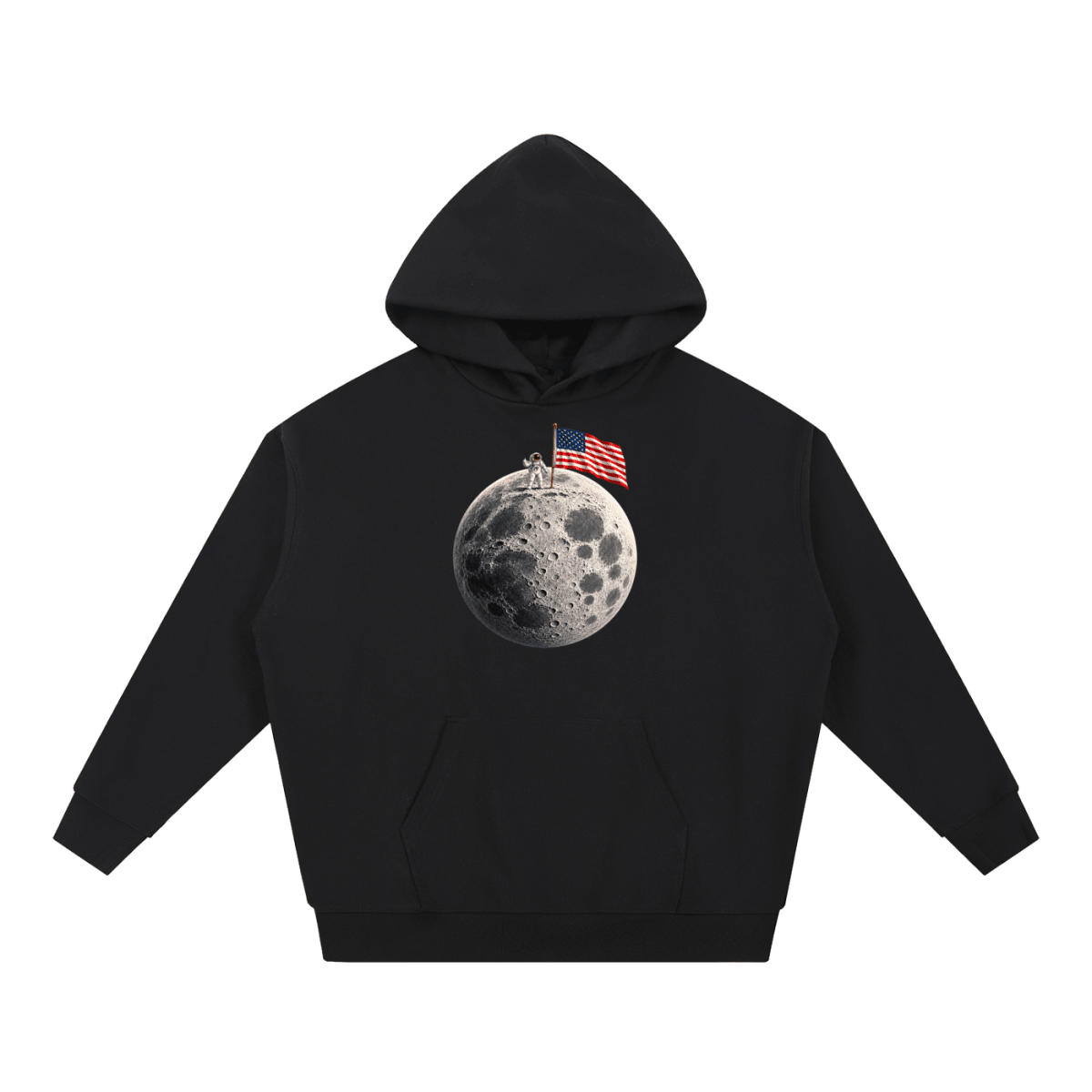 The Moon Is Ours Astronaut and American Flag Essential Heavyweight Hoodie - Shirt Habit