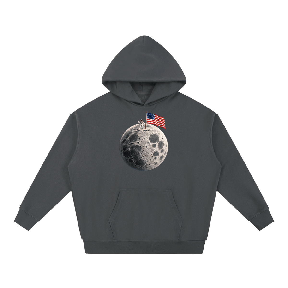 The Moon Is Ours Astronaut and American Flag Essential Heavyweight Hoodie - Shirt Habit