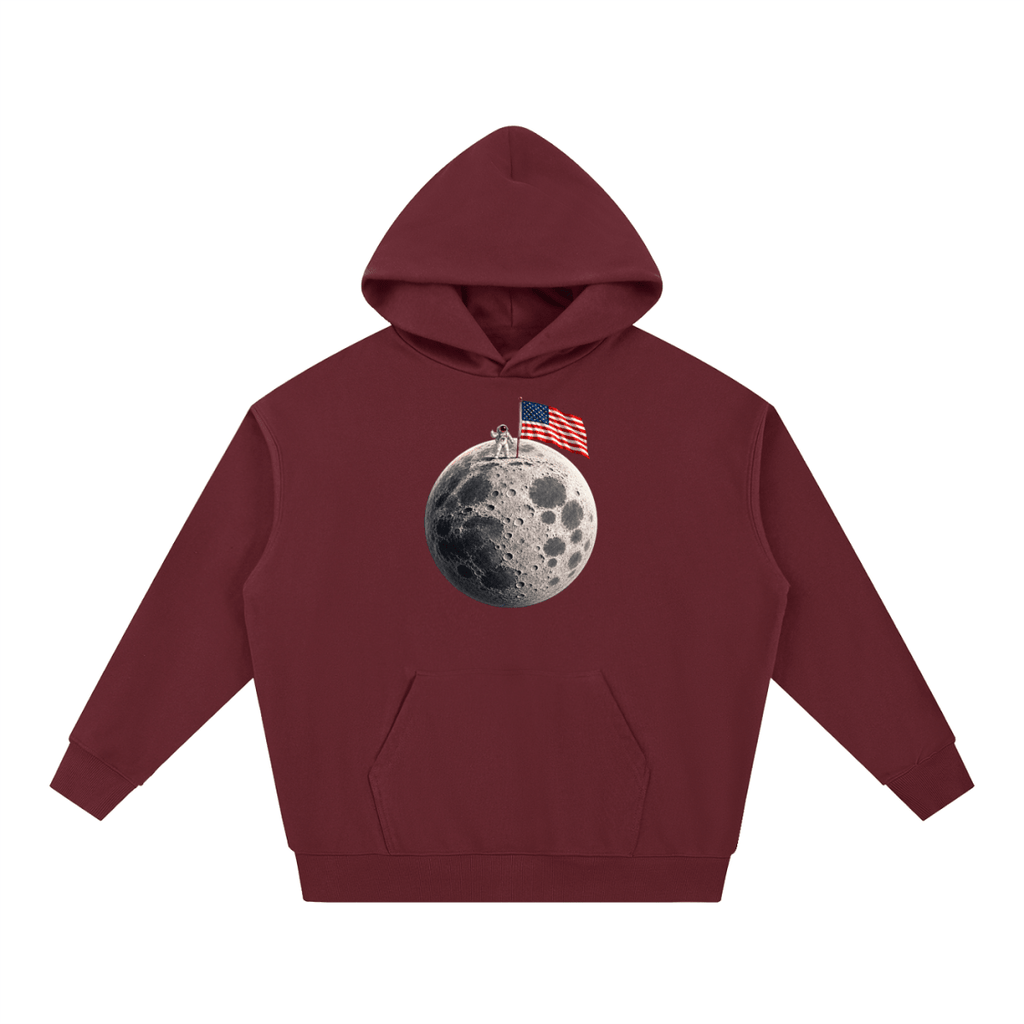 The Moon Is Ours Astronaut and American Flag Essential Heavyweight Hoodie - Shirt Habit