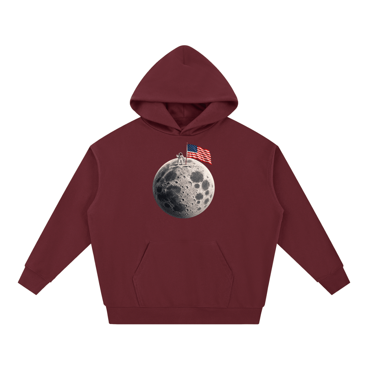 The Moon Is Ours Astronaut and American Flag Essential Heavyweight Hoodie - Shirt Habit