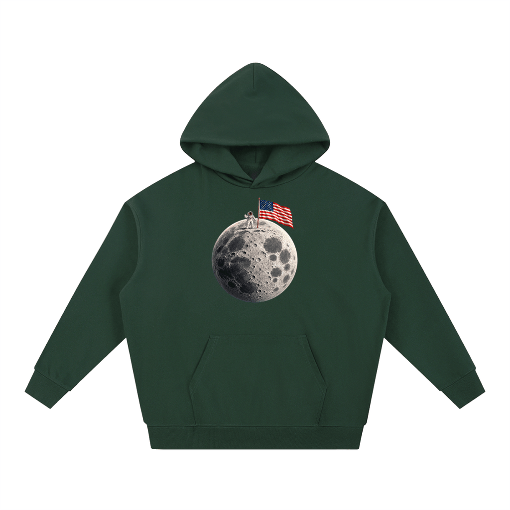 The Moon Is Ours Astronaut and American Flag Essential Heavyweight Hoodie - Shirt Habit