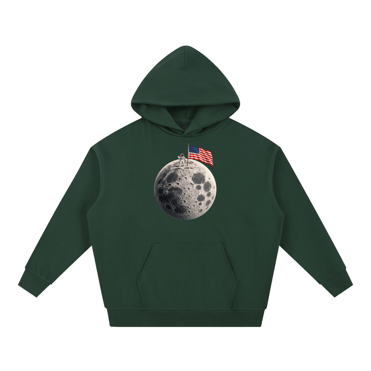 The Moon Is Ours Astronaut and American Flag Essential Heavyweight Hoodie - Shirt Habit