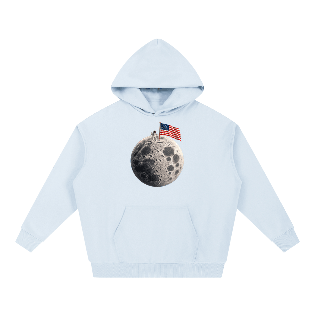 The Moon Is Ours Astronaut and American Flag Essential Heavyweight Hoodie - Shirt Habit