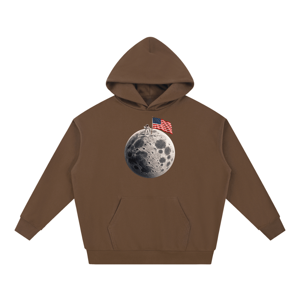 The Moon Is Ours Astronaut and American Flag Essential Heavyweight Hoodie - Shirt Habit