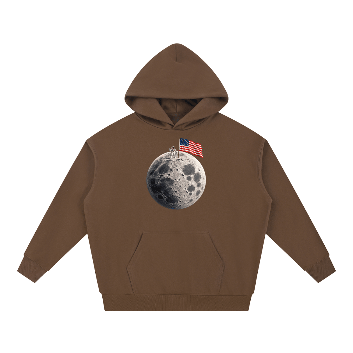 The Moon Is Ours Astronaut and American Flag Essential Heavyweight Hoodie - Shirt Habit