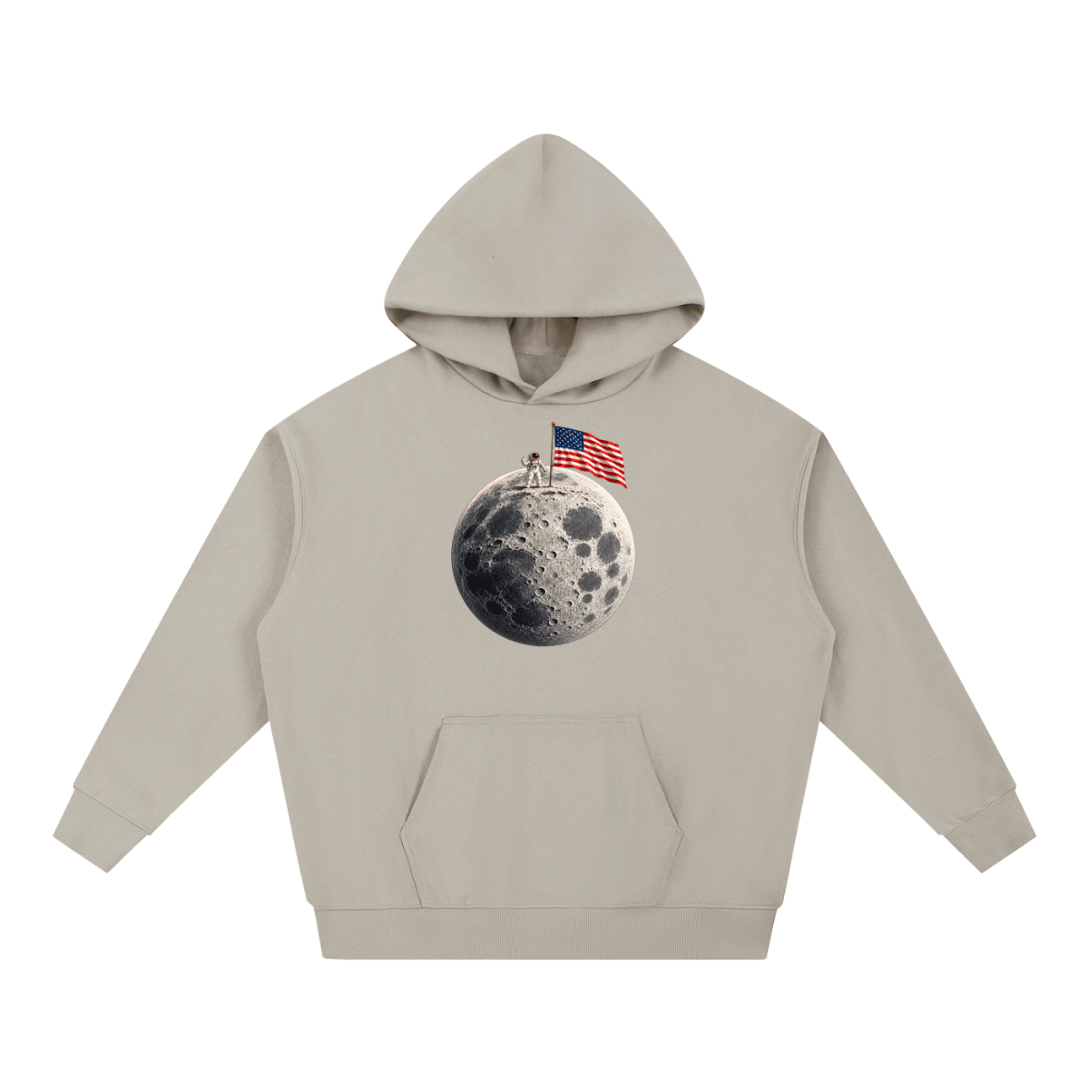 The Moon Is Ours Astronaut and American Flag Essential Heavyweight Hoodie - Shirt Habit