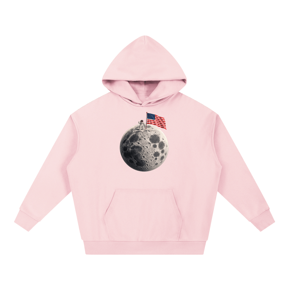 The Moon Is Ours Astronaut and American Flag Essential Heavyweight Hoodie - Shirt Habit