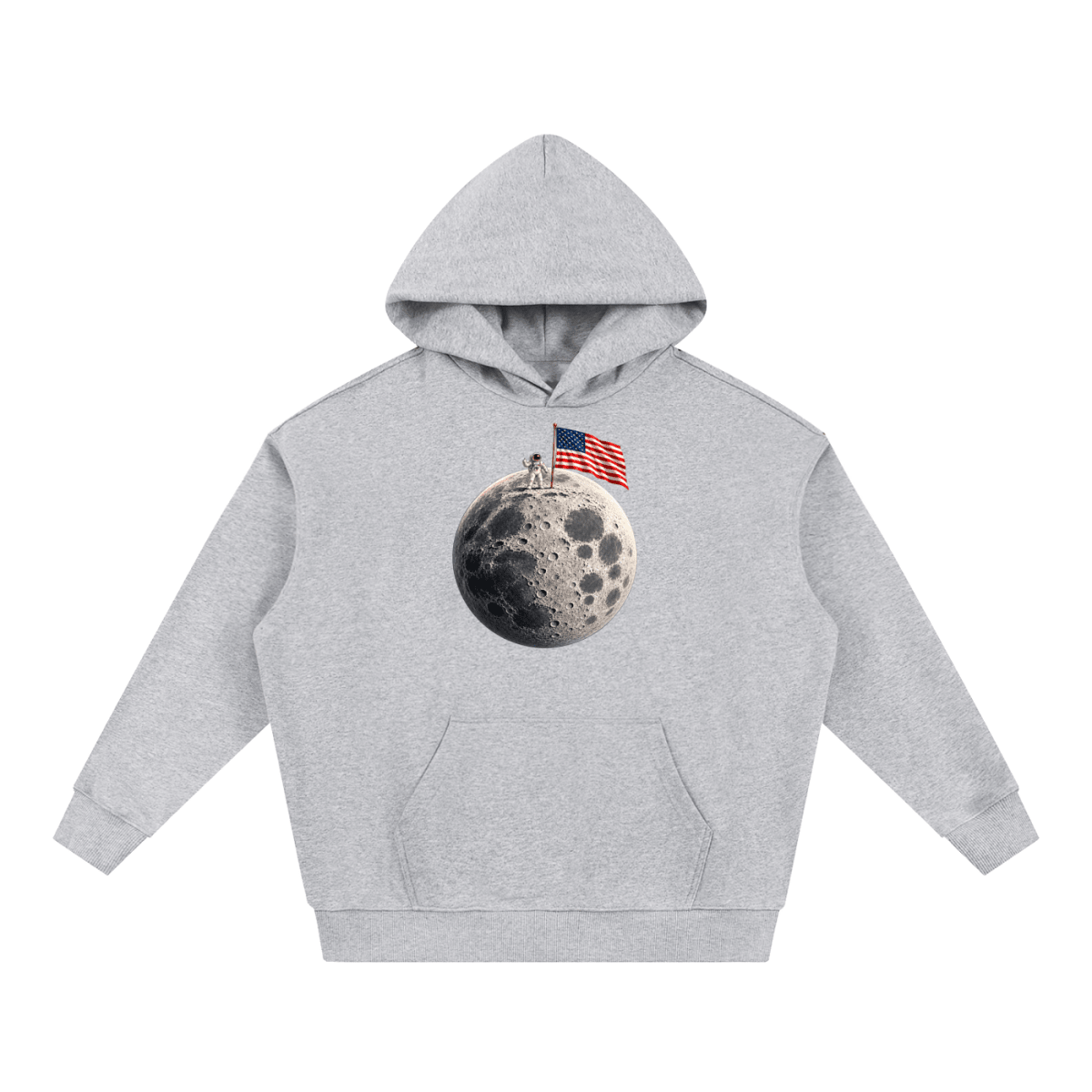 The Moon Is Ours Astronaut and American Flag Essential Heavyweight Hoodie - Shirt Habit