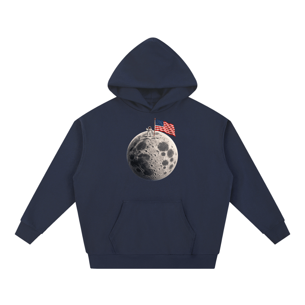 The Moon Is Ours Astronaut and American Flag Essential Heavyweight Hoodie - Shirt Habit