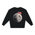 The Moon Is Ours Astronaut and American Flag Loose Crewneck Sweatshirt - Shirt Habit