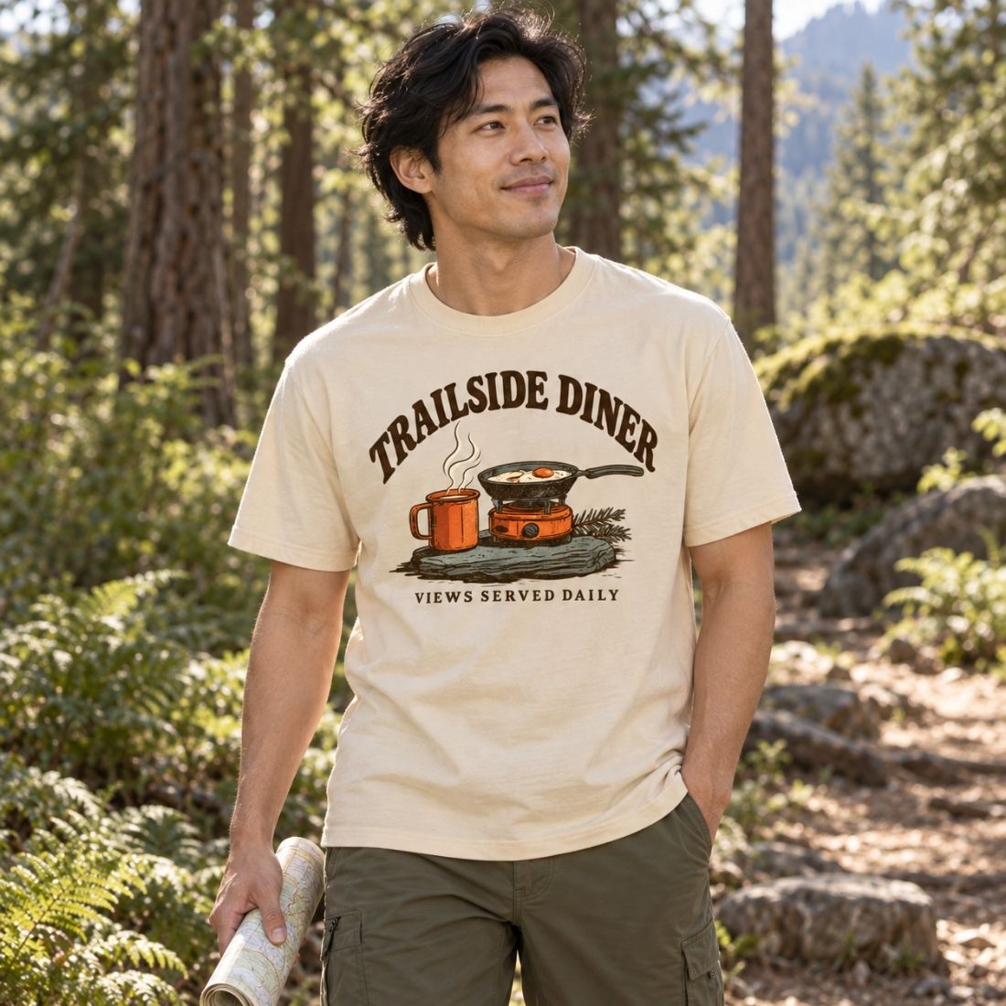 Trailside Diner. Views served daily Essential Cotton T-Shirt - Shirt Habit