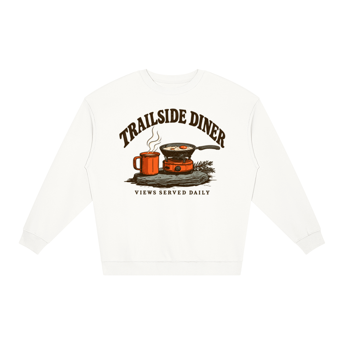 Trailside Diner. Views served daily Loose Crewneck Sweatshirt - Shirt Habit