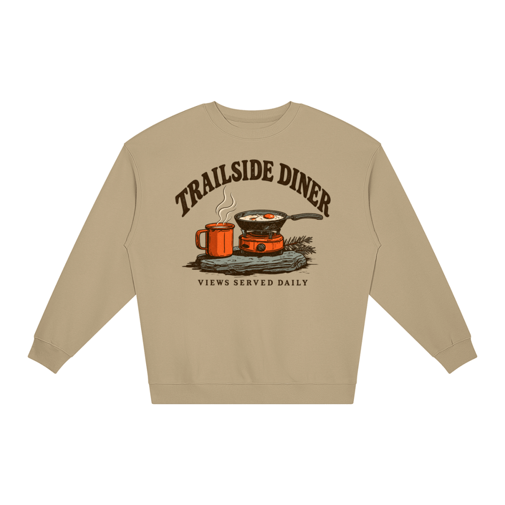 Trailside Diner. Views served daily Loose Crewneck Sweatshirt - Shirt Habit