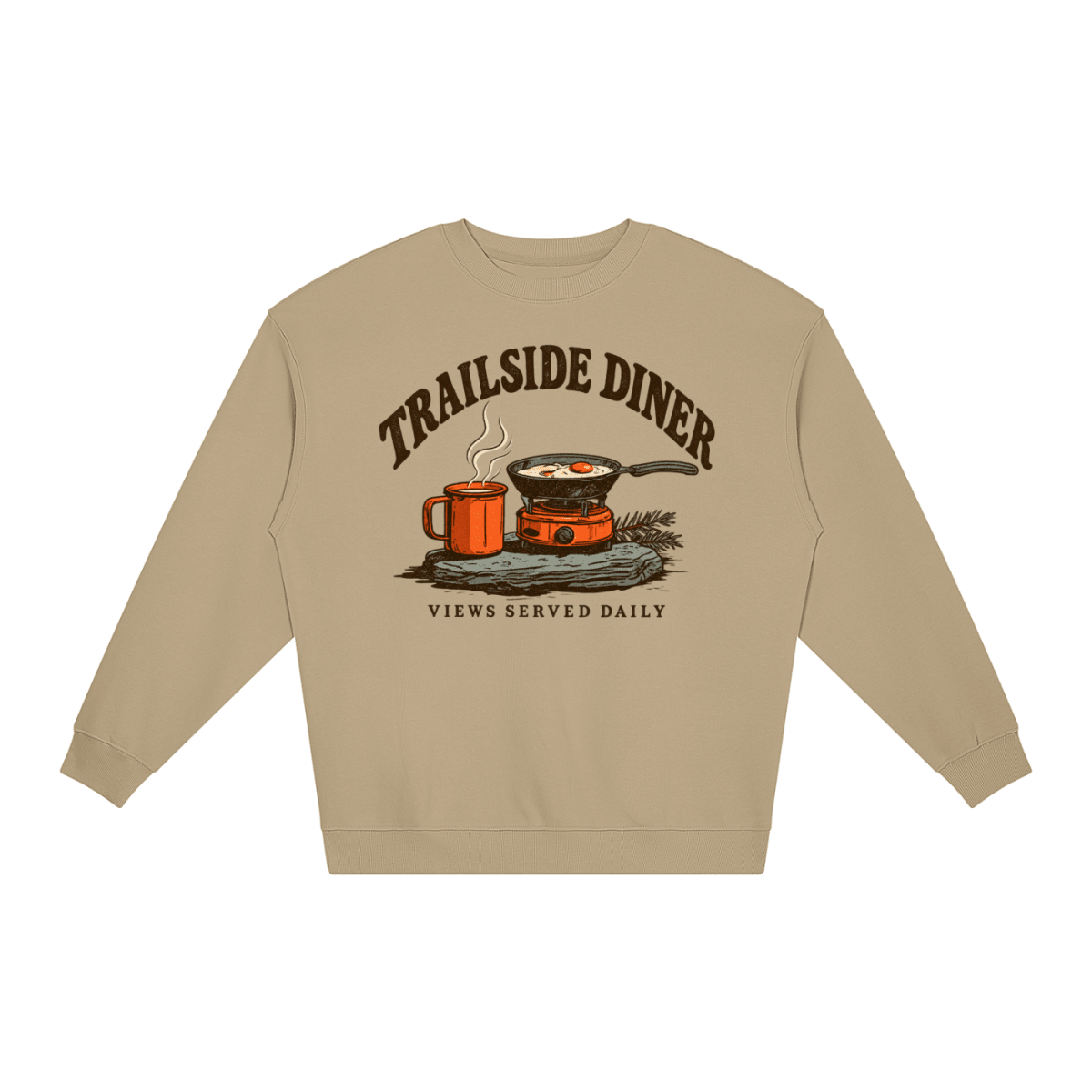 Trailside Diner. Views served daily Loose Crewneck Sweatshirt - Shirt Habit