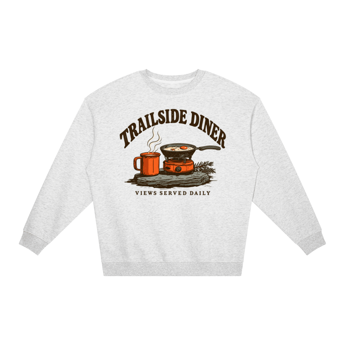 Trailside Diner. Views served daily Loose Crewneck Sweatshirt - Shirt Habit