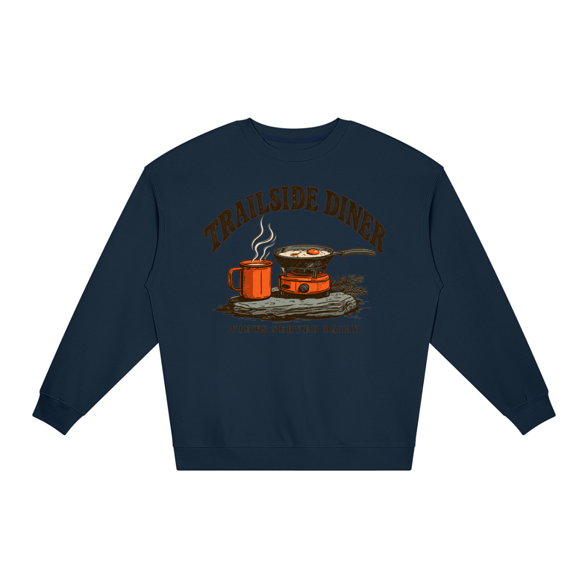Trailside Diner. Views served daily Loose Crewneck Sweatshirt - Shirt Habit