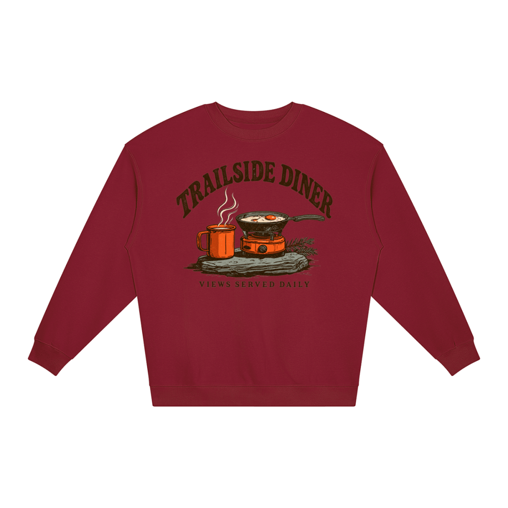 Trailside Diner. Views served daily Loose Crewneck Sweatshirt - Shirt Habit