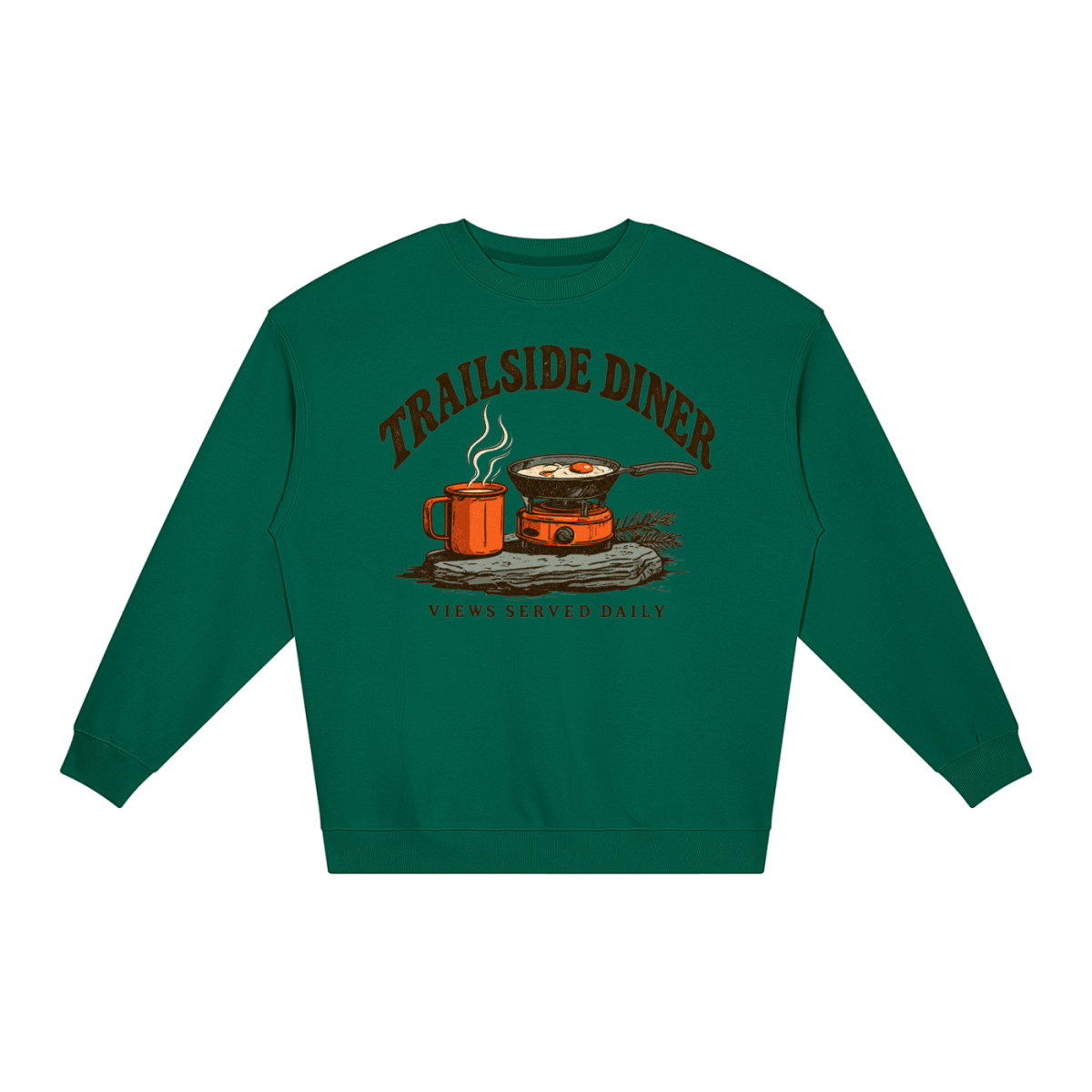 Trailside Diner. Views served daily Loose Crewneck Sweatshirt - Shirt Habit