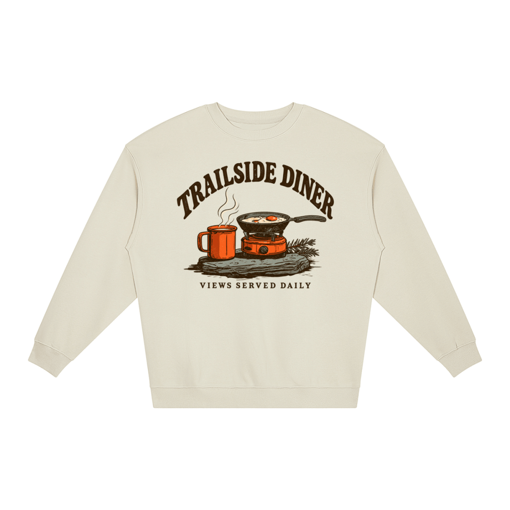 Trailside Diner. Views served daily Loose Crewneck Sweatshirt - Shirt Habit