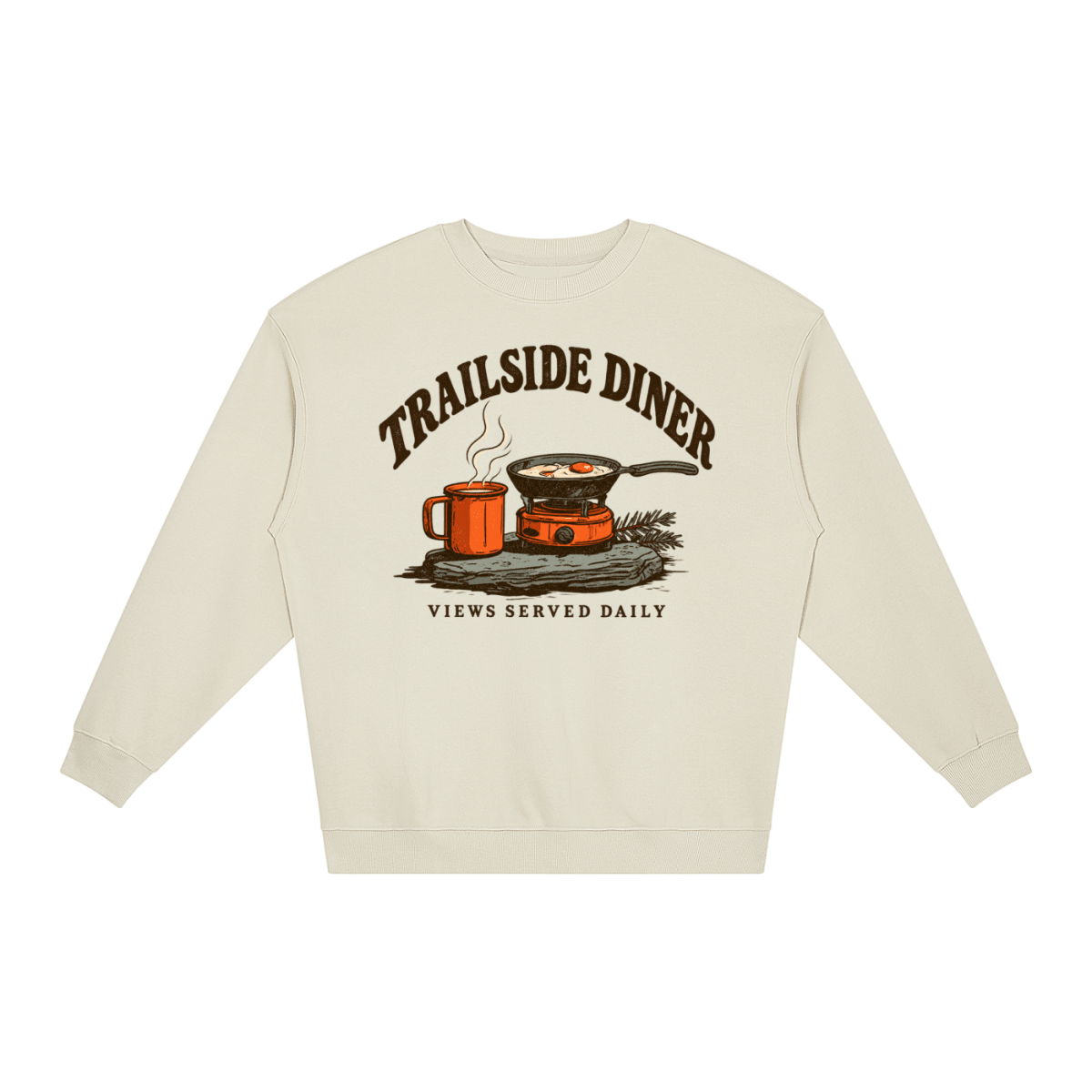 Trailside Diner. Views served daily Loose Crewneck Sweatshirt - Shirt Habit