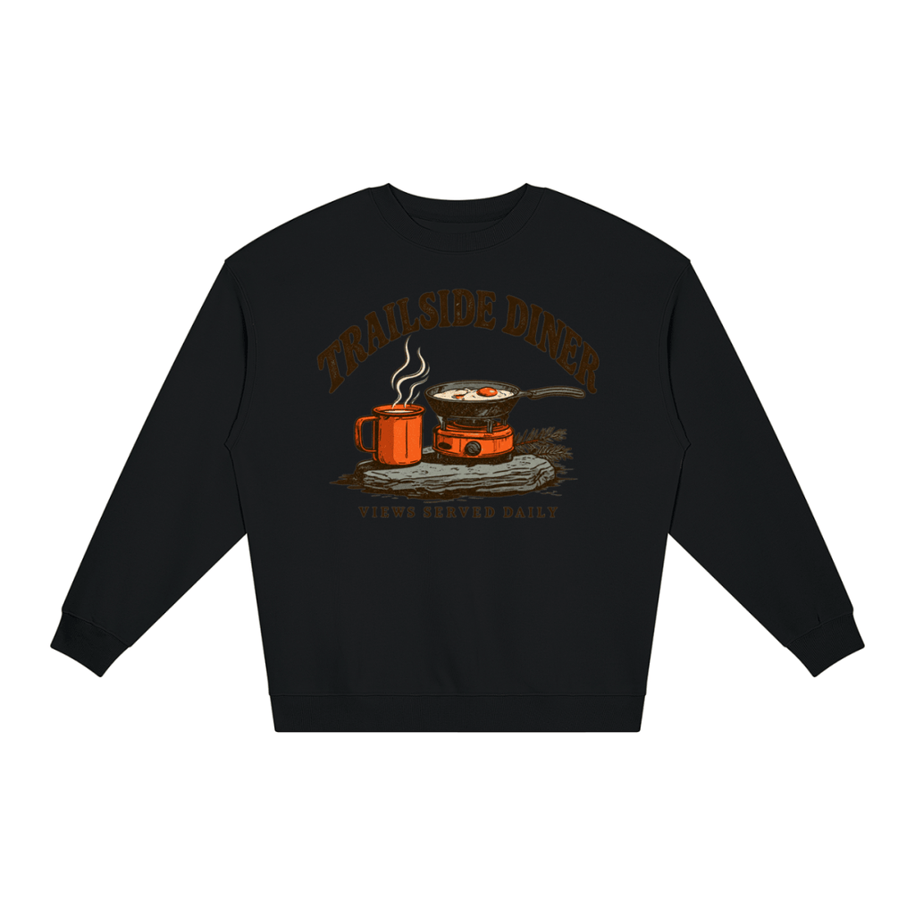 Trailside Diner. Views served daily Loose Crewneck Sweatshirt - Shirt Habit