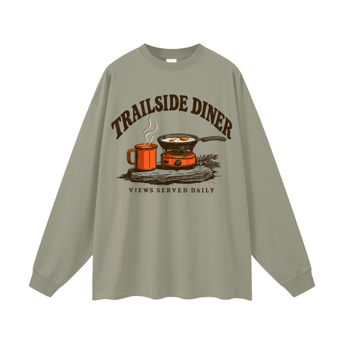 Trailside Diner. Views served daily Oversized Long Sleeve T-Shirt - Shirt Habit