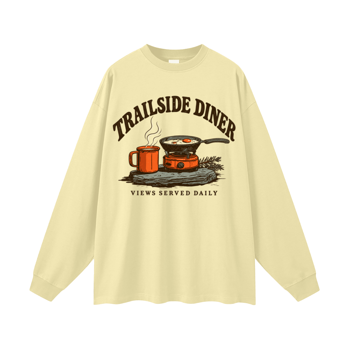 Trailside Diner. Views served daily Oversized Long Sleeve T-Shirt - Shirt Habit