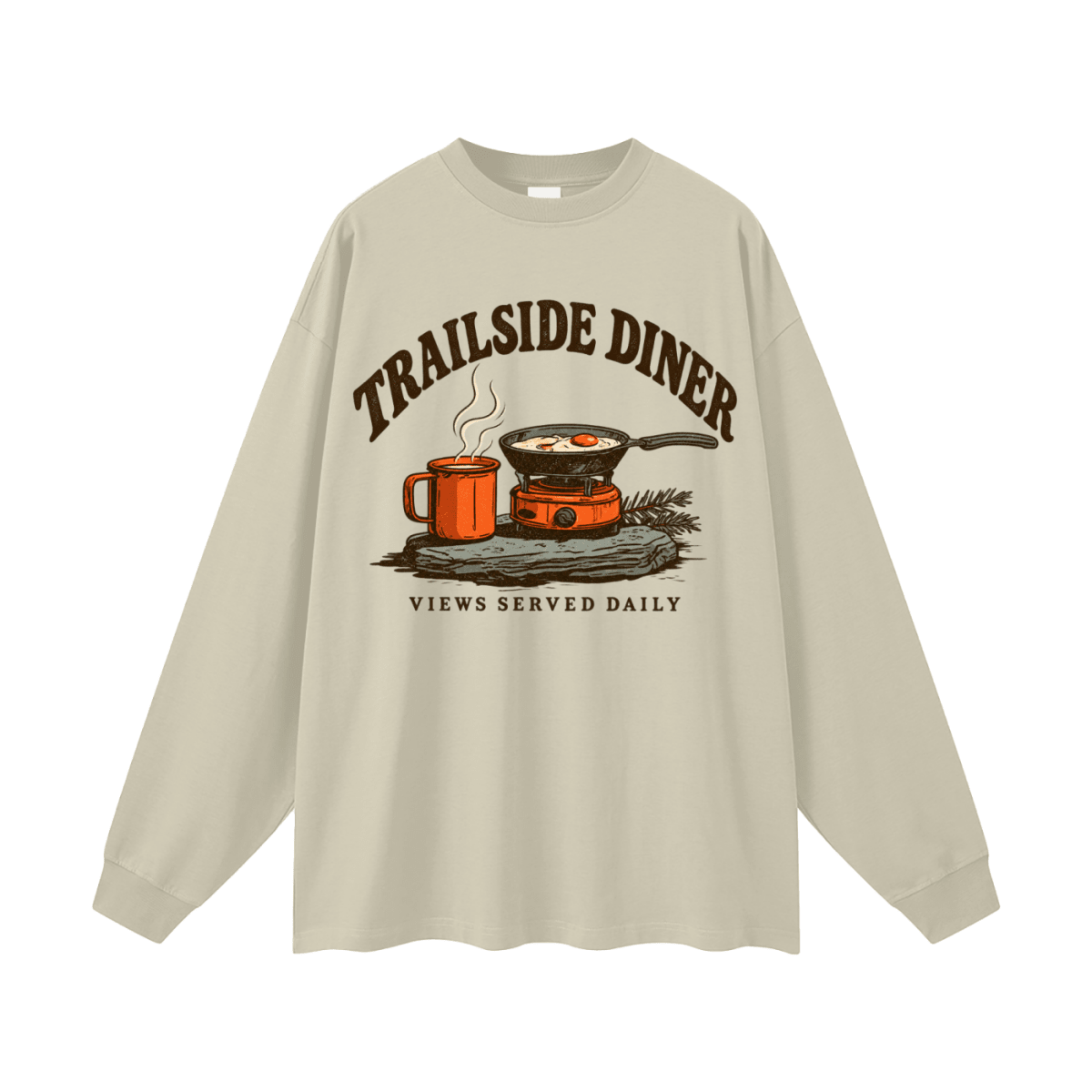 Trailside Diner. Views served daily Oversized Long Sleeve T-Shirt - Shirt Habit
