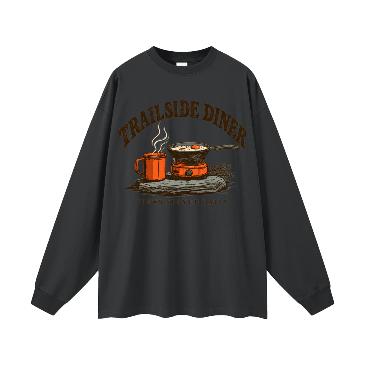Trailside Diner. Views served daily Oversized Long Sleeve T-Shirt - Shirt Habit