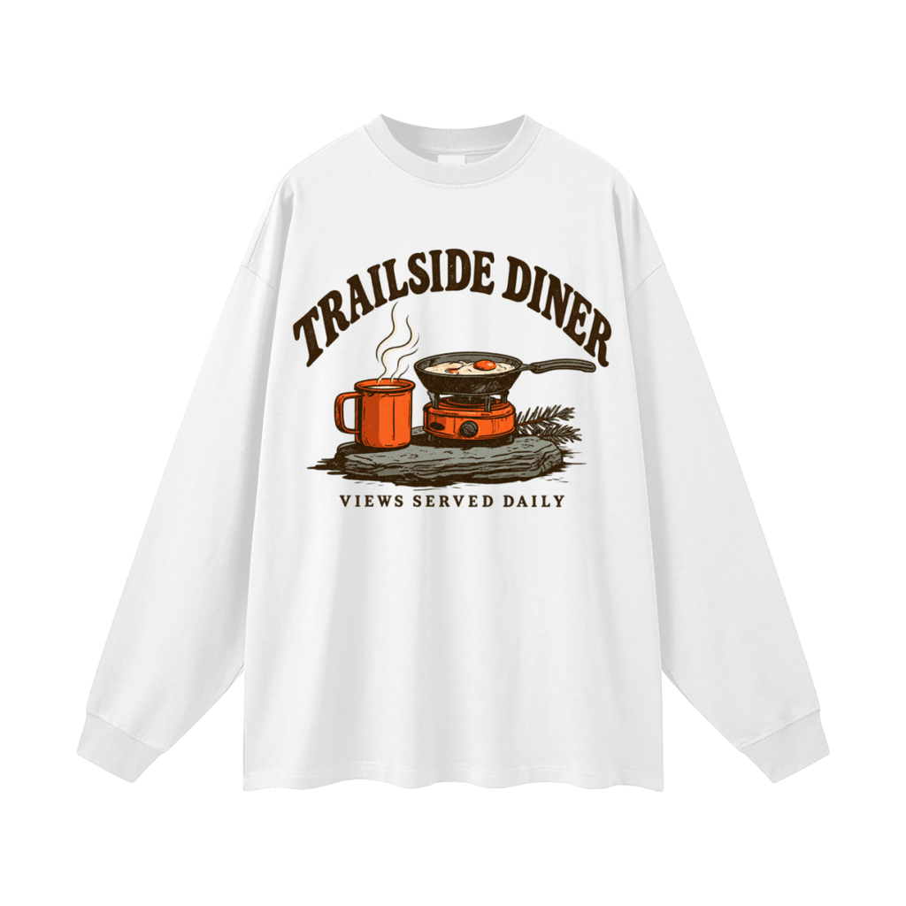 Trailside Diner. Views served daily Oversized Long Sleeve T-Shirt - Shirt Habit