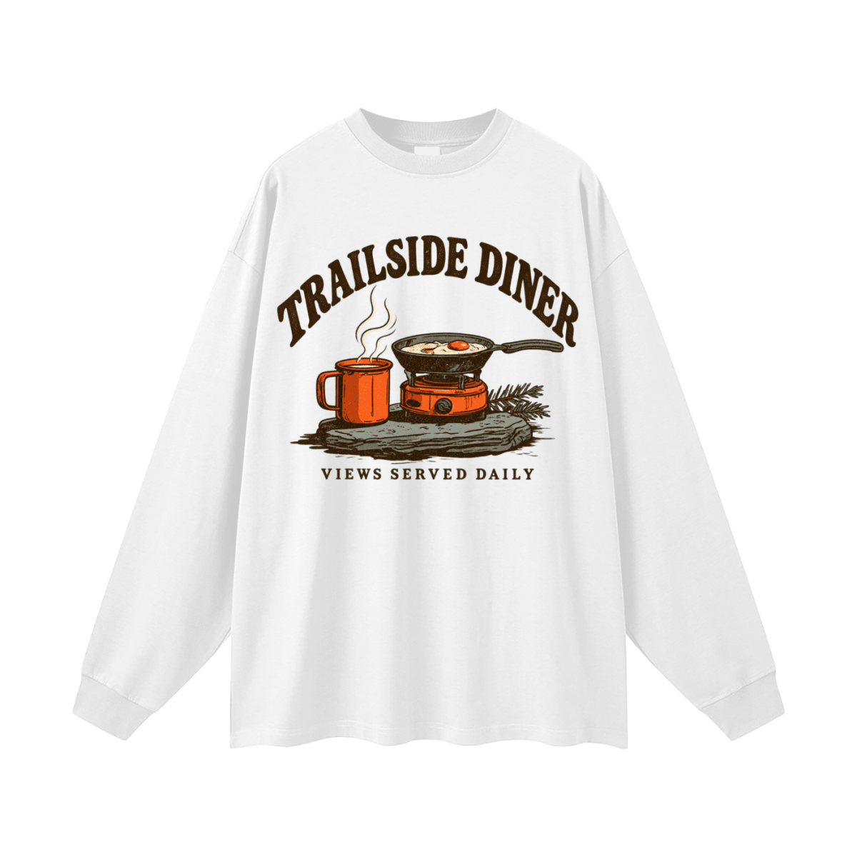Trailside Diner. Views served daily Oversized Long Sleeve T-Shirt - Shirt Habit