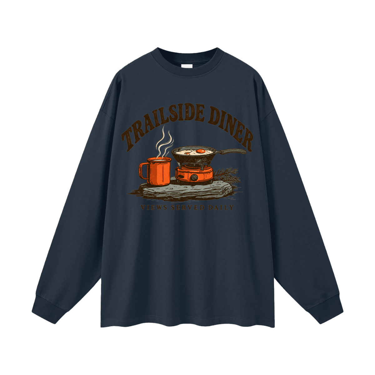 Trailside Diner. Views served daily Oversized Long Sleeve T-Shirt - Shirt Habit