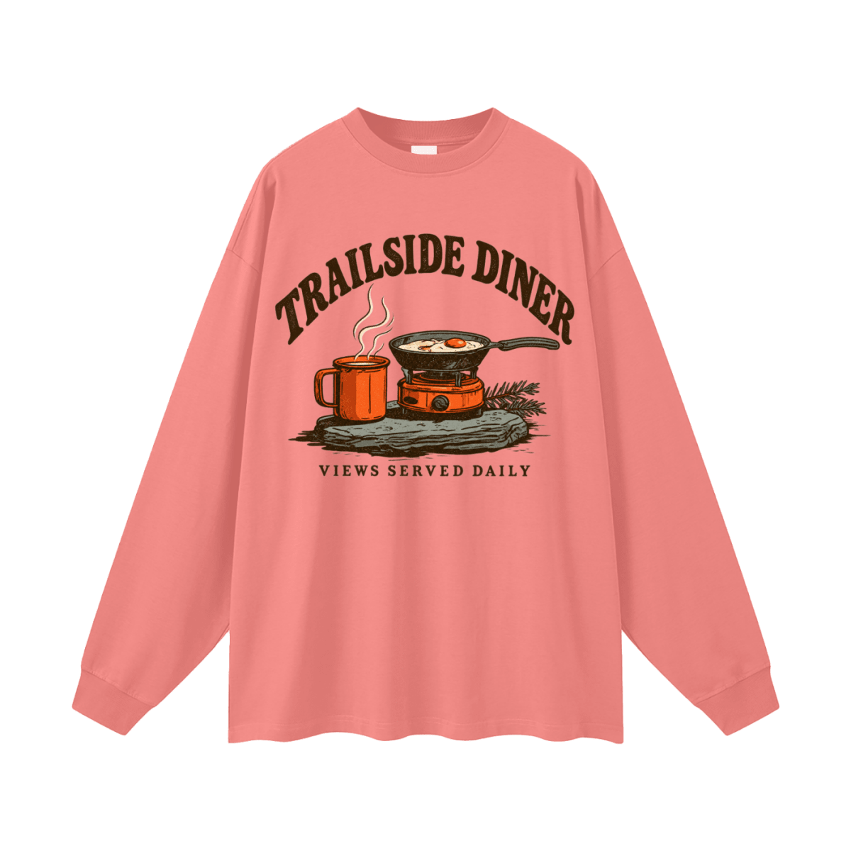 Trailside Diner. Views served daily Oversized Long Sleeve T-Shirt - Shirt Habit