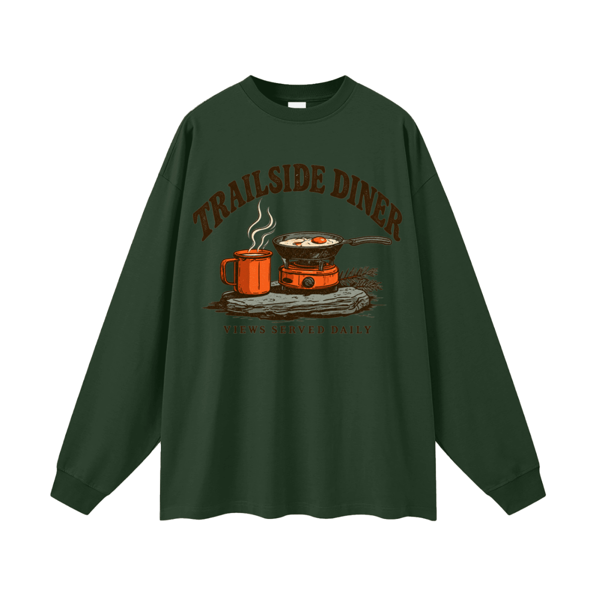 Trailside Diner. Views served daily Oversized Long Sleeve T-Shirt - Shirt Habit
