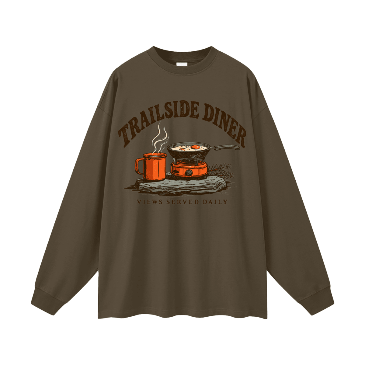 Trailside Diner. Views served daily Oversized Long Sleeve T-Shirt - Shirt Habit