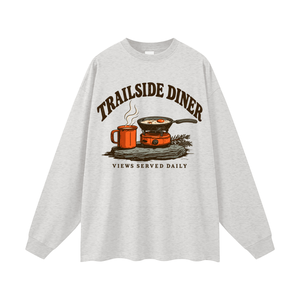 Trailside Diner. Views served daily Oversized Long Sleeve T-Shirt - Shirt Habit