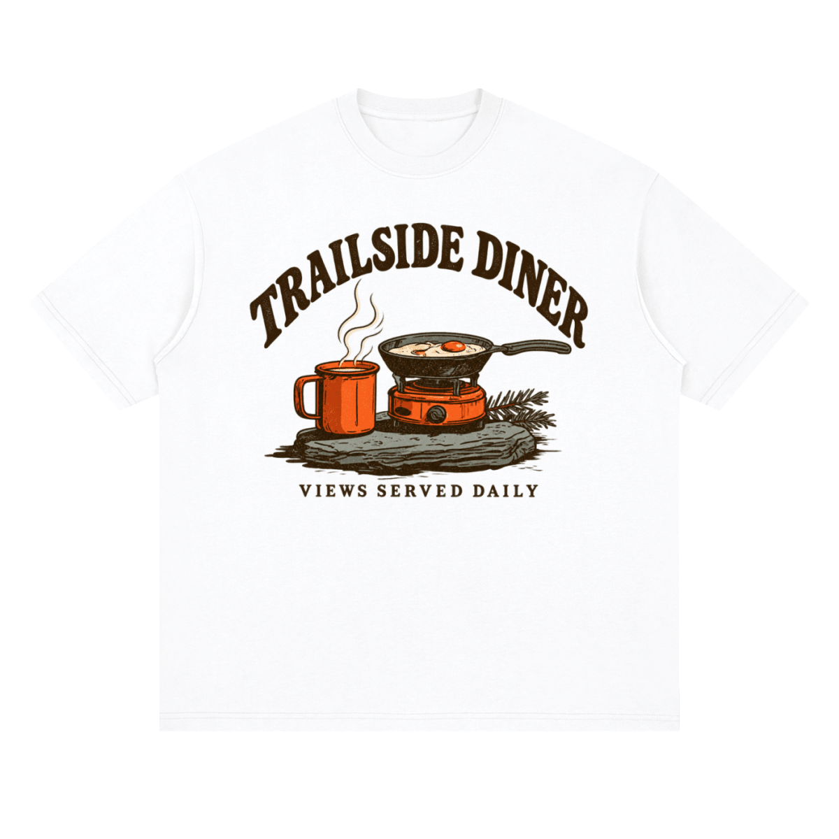 Trailside Diner. Views served daily Streetwear Loose Drop Shoulder T-Shirt - Shirt Habit