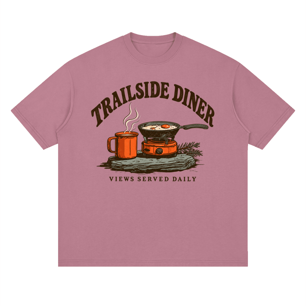 Trailside Diner. Views served daily Streetwear Loose Drop Shoulder T-Shirt - Shirt Habit